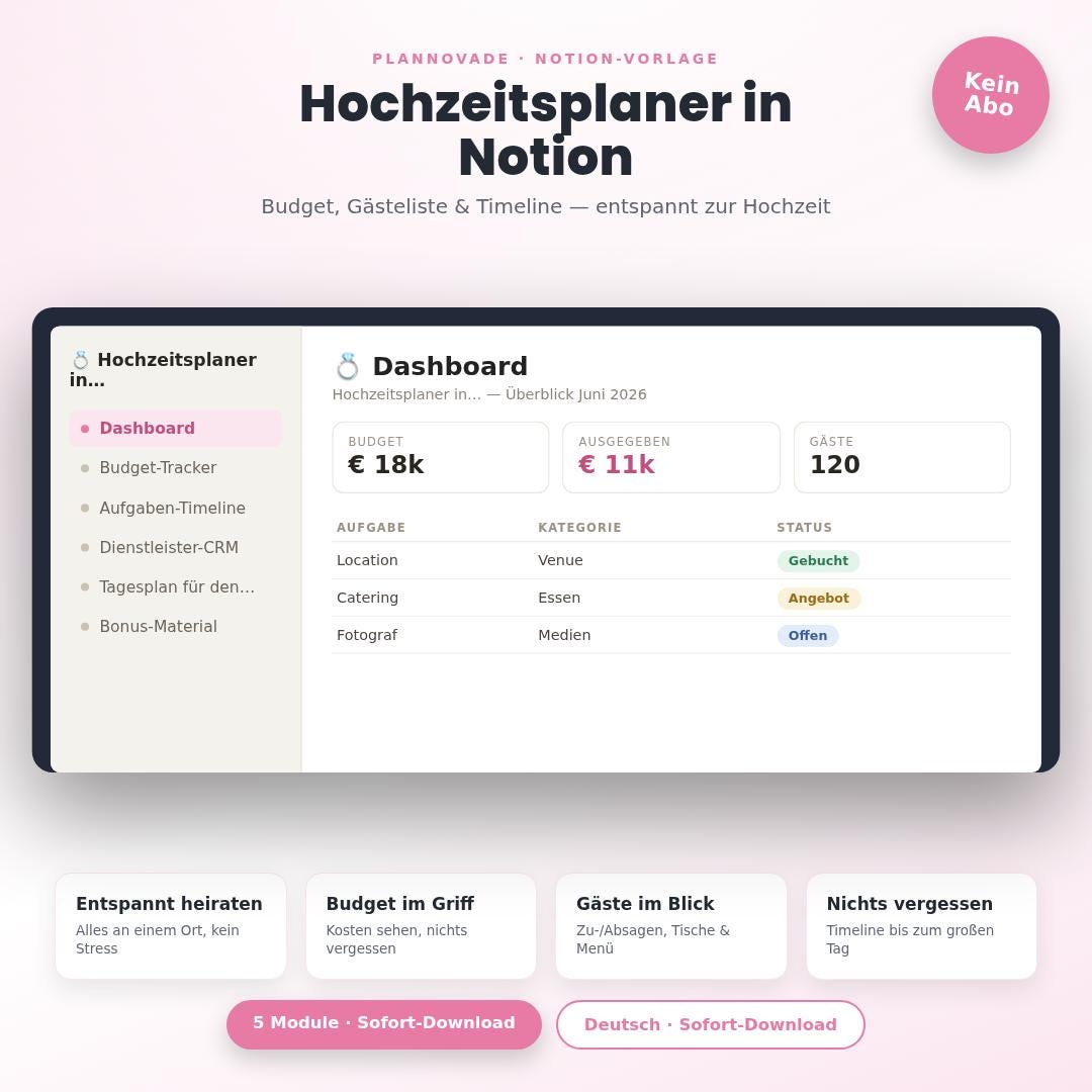 Hochzeitsplaner – Notion-Vorlage