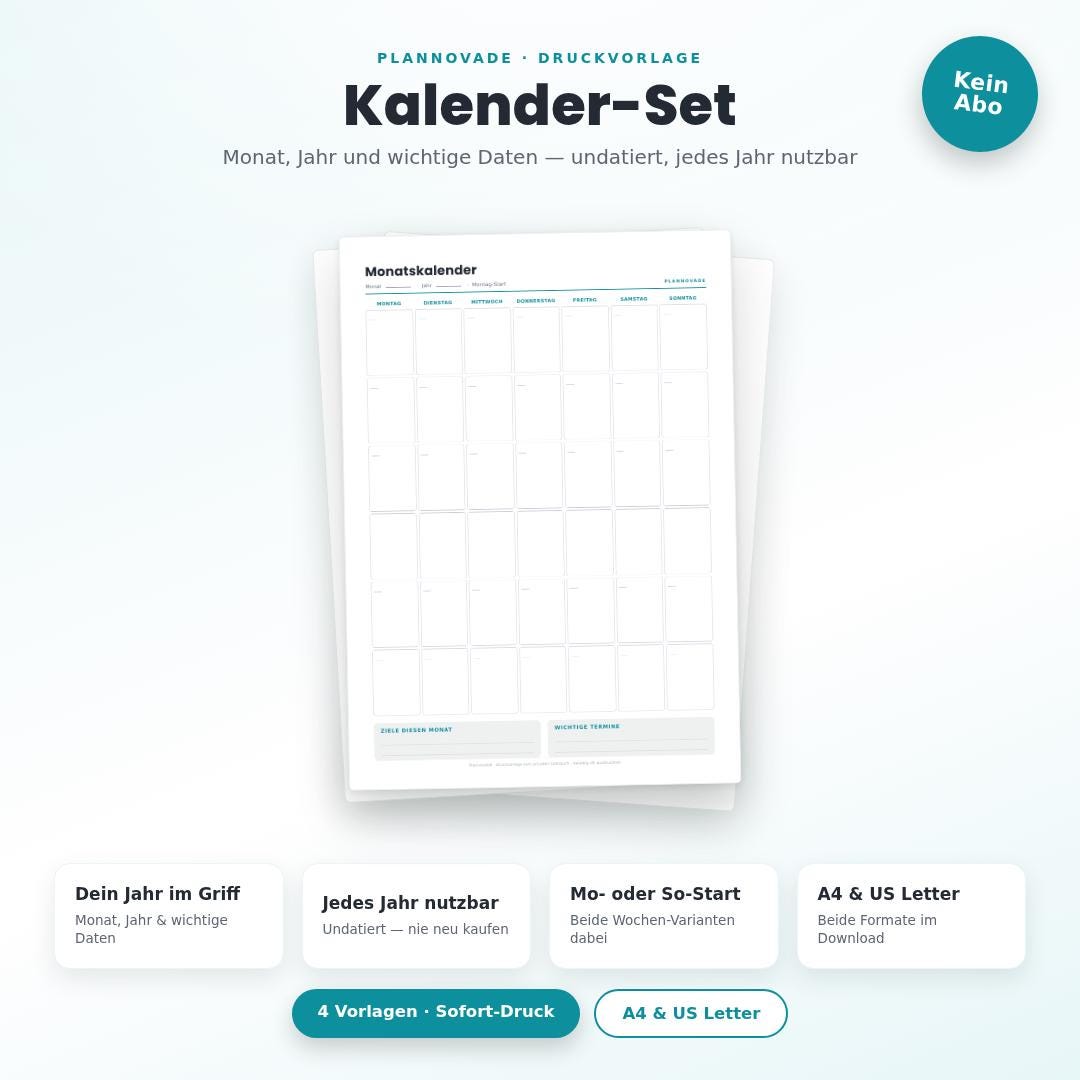 Kalender-Set zum Ausdrucken – Druckvorlage