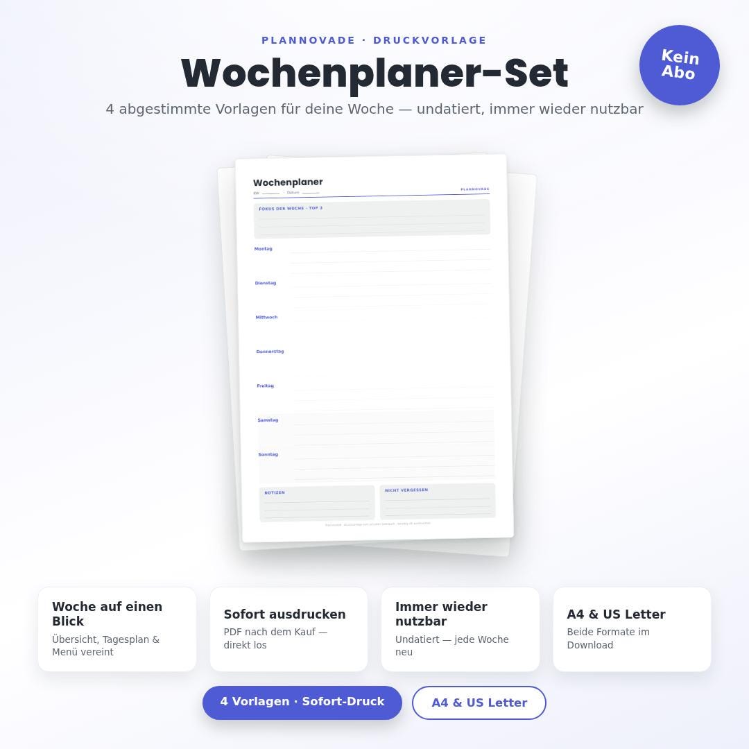 Wochenplaner-Set zum Ausdrucken – Druckvorlage